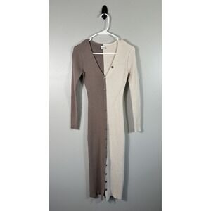 Abercrombie & Fitch Dress Womens Medium Petite Ribbed Knit‎ Button Front Midi